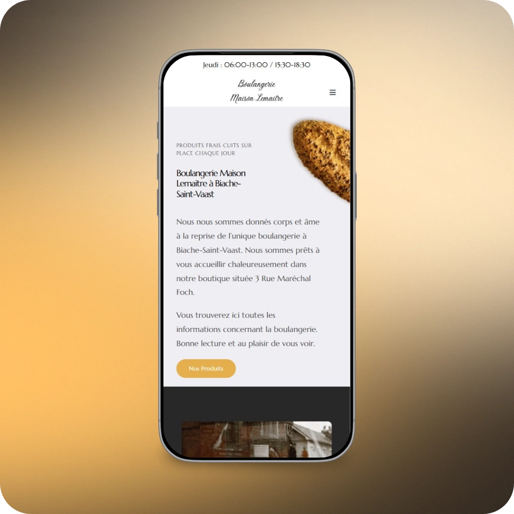 Création site vitrine responsive téléphone boulangerie - Boulangerie Maison Lemaître