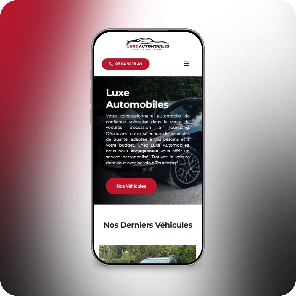 Création site vitrine responsive téléphone garage automobile - Luxe Automobiles
