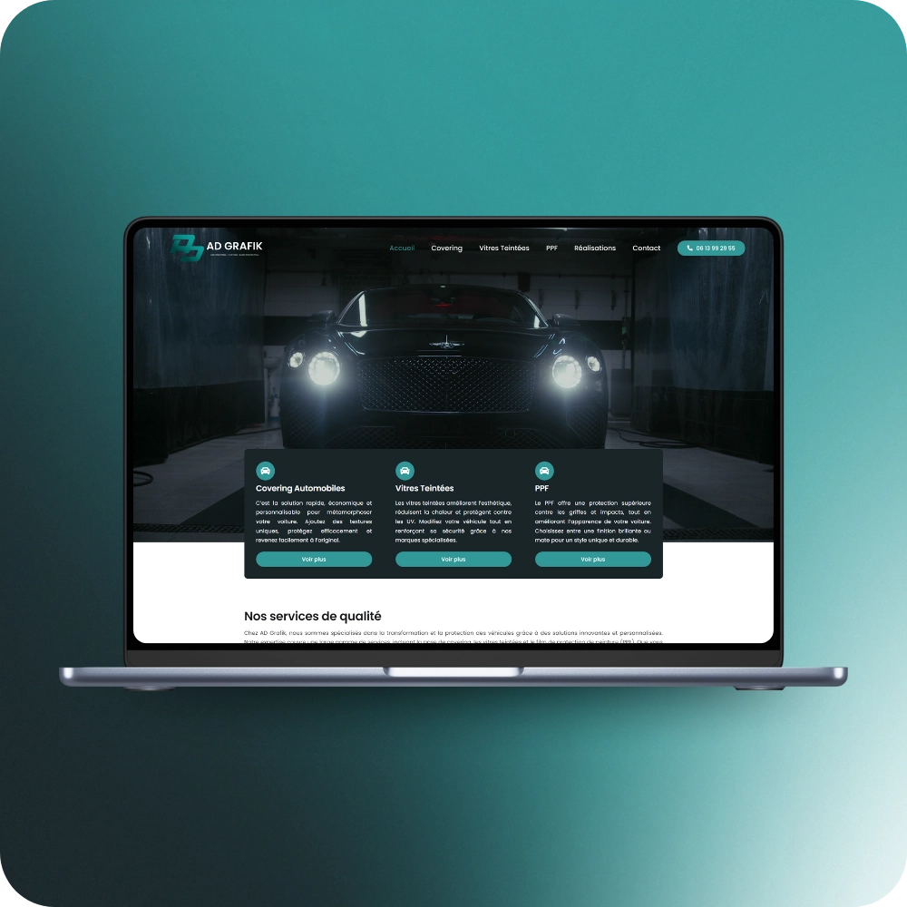 Création site vitrine entreprise covering voiture ordinateur – AD Grafik Covering Création site vitrine entreprise covering voiture ordinateur - AD Grafik Covering