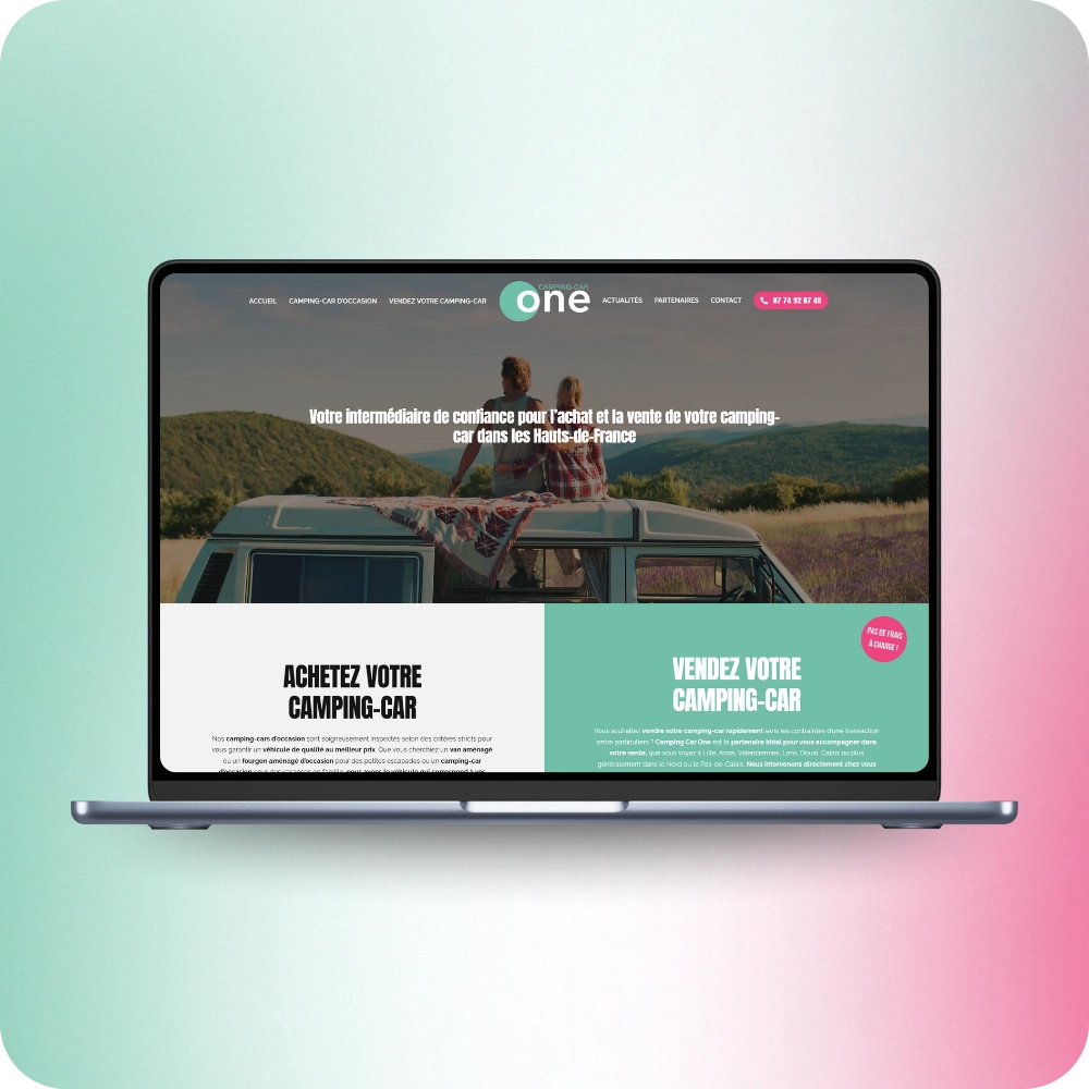 Création site vitrine commercial vente de camping-car ordinateur - Camping Car One