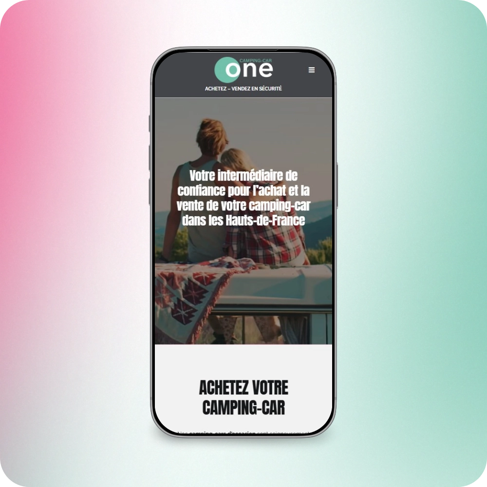 Création site vitrine responsive téléphone commercial vente de camping-car - Camping Car One