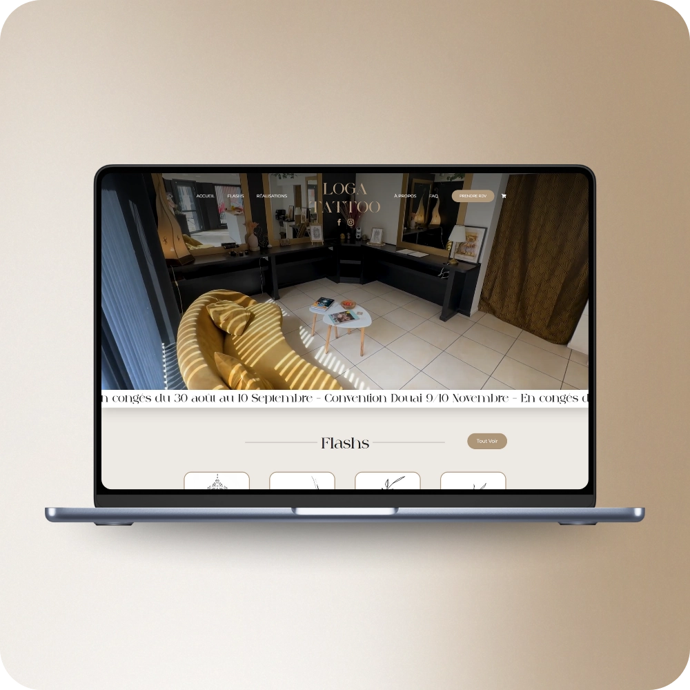 Création site vitrine tatoueur ordinateur - Loga Tattoo